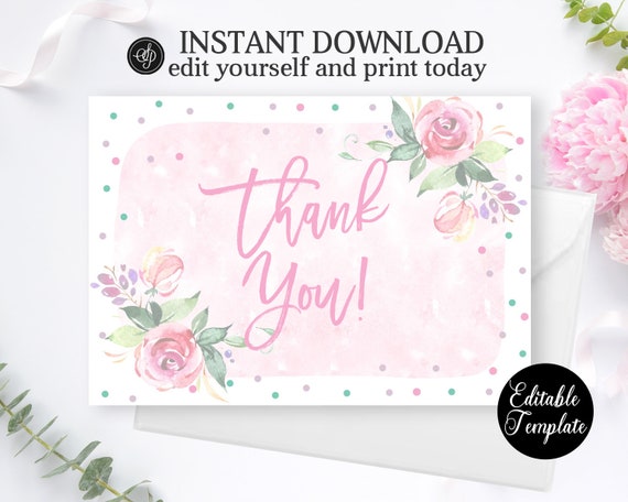 Printable Baby Shower Thank You Card Printable Thank You Pink Girl Baby Bump Thank You Card DARK SKIN Baby Shower Thank You