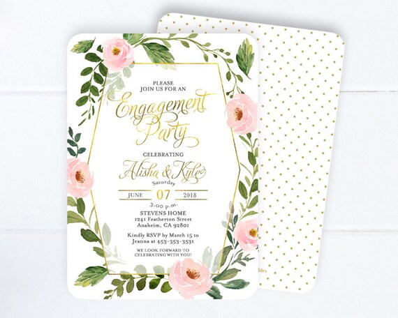 Watercolor Invitation 5x7 Printable Invitation Engagement Party Invitation DIY Printable Invite Floral Watercolor Invitation