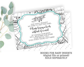 Vintage Airplane Baby Shower - Bring a Book Insert to Match - Airplane Baby Shower Books for Baby Insert