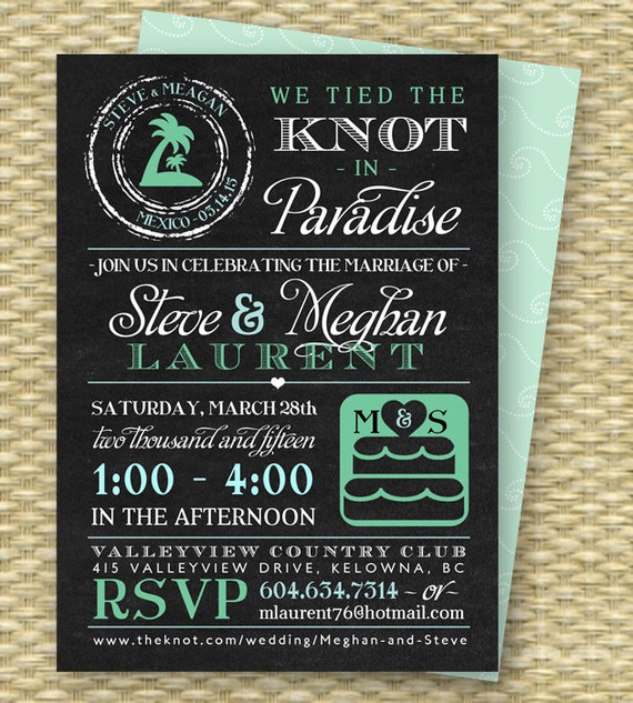 Chalkboard Destination Wedding Invitation Post Destination