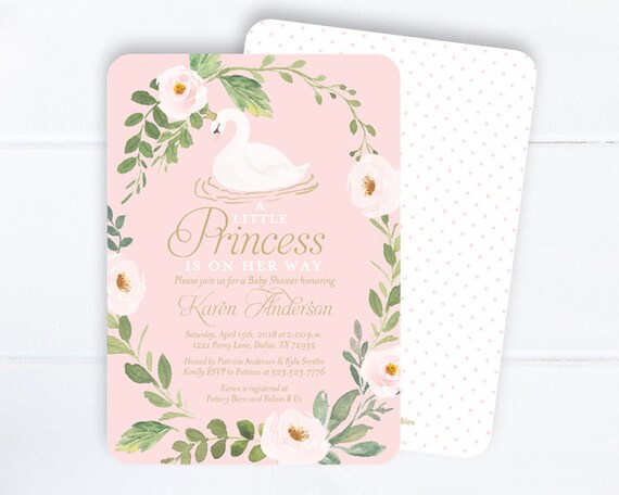 swan princess baby shower invitations
