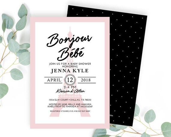 Parisian Baby Shower Invitation, Printable or Printed Baby Shower Invites, Paris Theme, Paris Baby Shower, Eiffel Tower, French Theme Il_570xn