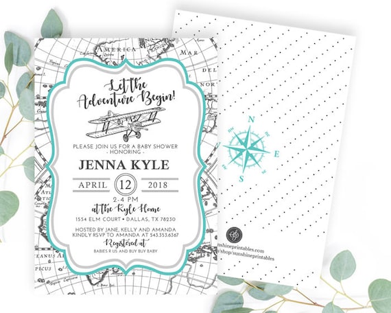 Vintage Airplane Baby Shower Invitation Boy Airplane Baby Shower Invite Adventure Baby Shower Invitation Travel Baby Shower Invite Any Event By Sunshine Printables Catch My Party