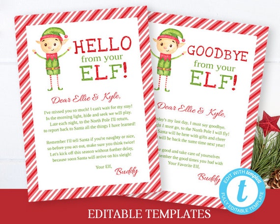 printable elf on a shelf welcome letter and goodbye letter editable goodbye templates