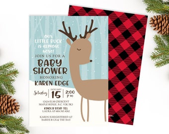 Oh Deer Woodland Baby Shower Invitation Little Deer Baby Boy Shower Invite Winter Deer Baby Shower Invitation Woodland Baby Shower