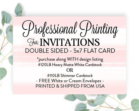 Printed Invitations 5x7 with Envelopes, Printed 5x7 Invites, Print My Design Il_570xn