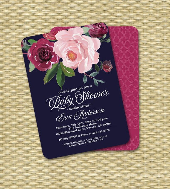 burgundy baby shower invitations