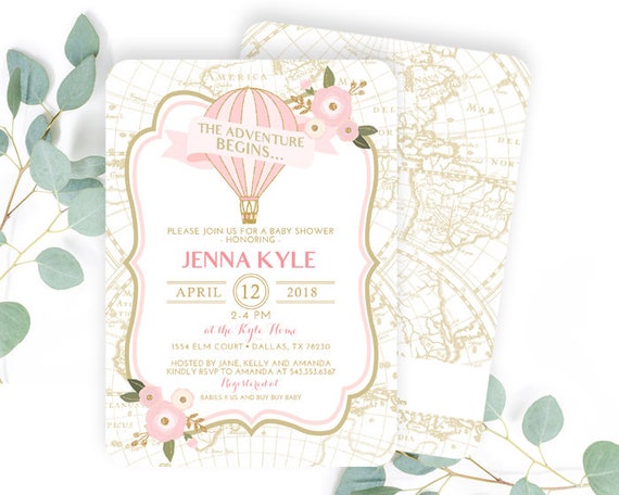 adventure begins baby shower invitations