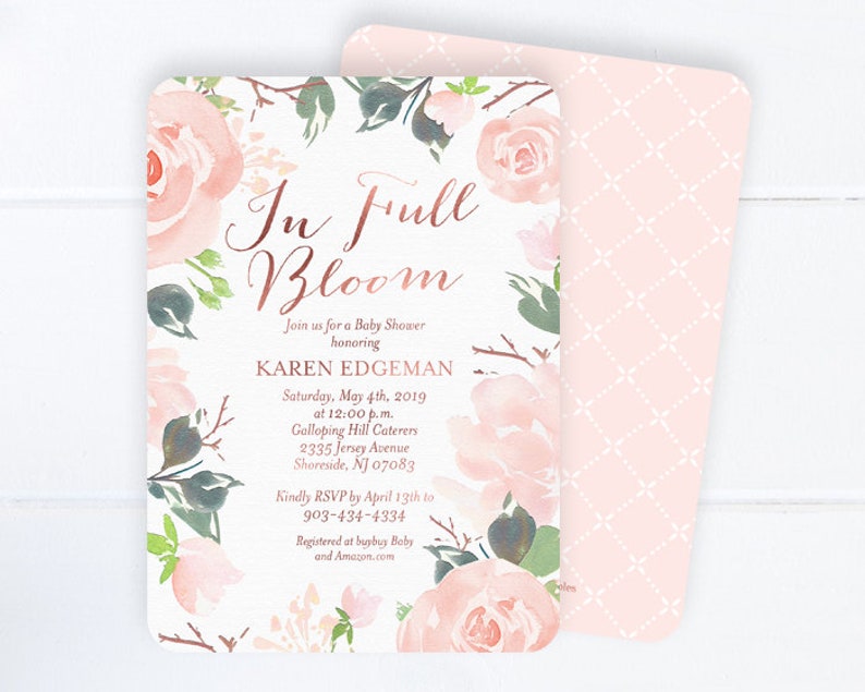 In Full Bloom Baby Shower Invitation Floral Baby Shower Etsy