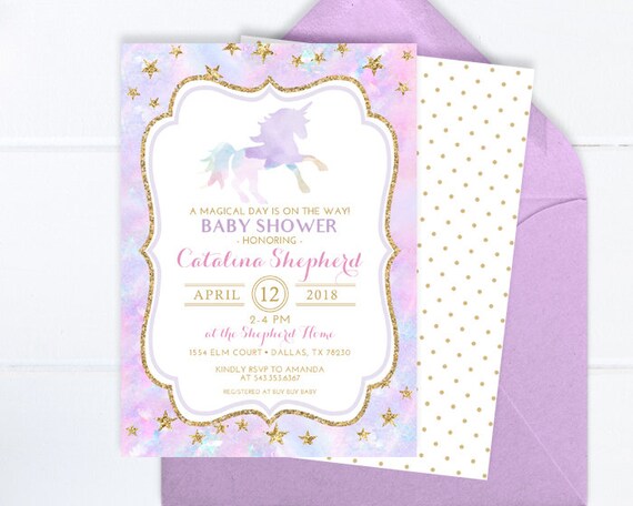 unicorn baby shower invitation wording