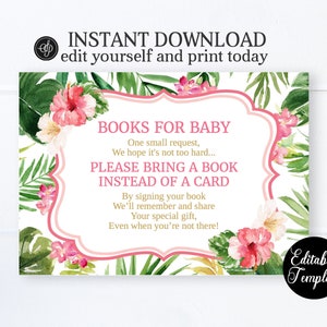 Tropical Girl Baby Shower Invitation KIT, Hawaiian Baby Shower Invitation Bundle, Aloha Baby Girl Shower Kit, EDITABLE TEMPLATE, SP0038 image 6