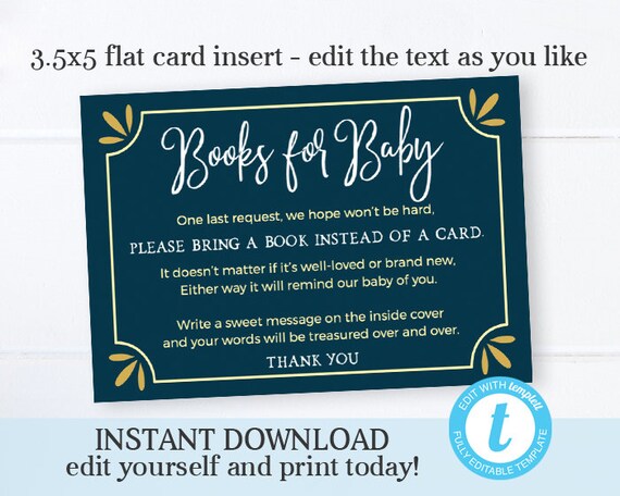 Books for Baby Insert, Storybook Baby Boy Shower Bring a Book Insert, Once Upon a Time Baby Shower Book Request, Editable, Templett Il_570xn