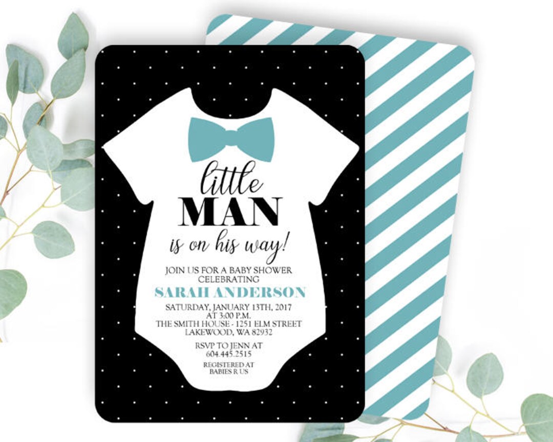 Little man baby store shower invitations