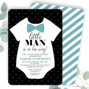 Little Man Baby Shower Invitation Little Man Shower Invite Boy Baby Shower Invitation Bow Tie Baby Shower Invite Bow Tie Invitation image 2