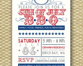 July 4th Invitation- Fourth of July Invitation 4th of July Invitation Patriotic Themed Invitation Memorial Day Invite Labor Day Invite