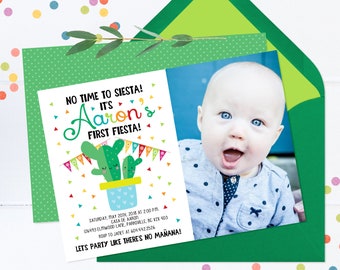 Fiesta 1st Birthday Invitation, First Birthday Fiesta Invite, Mexican Theme Birthday, Cactus First Birthday Invite, Cactus Fiesta Invitation