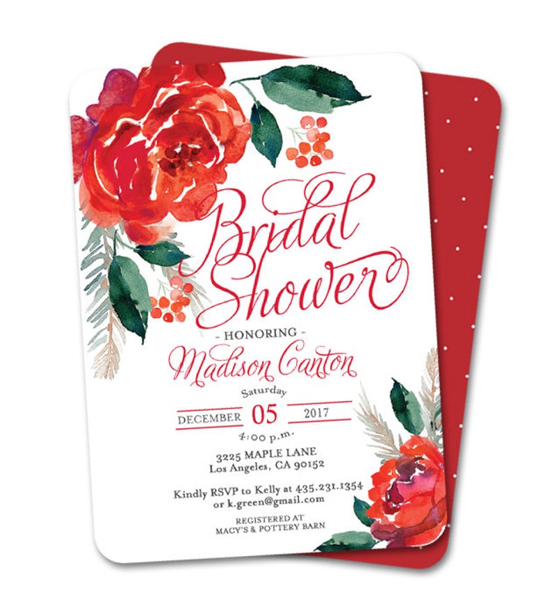 Holiday Bridal Shower Invite Christmas Bridal Shower Etsy