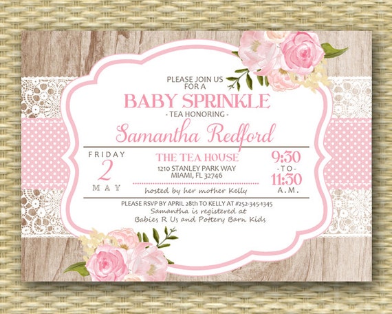 rustic baby girl shower invitations
