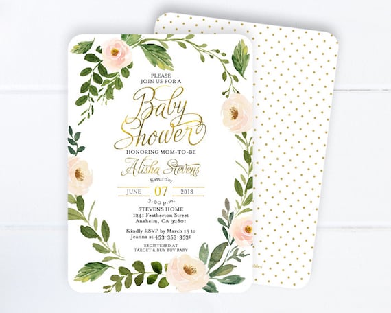 Floral Baby Girl Shower Invitation, Girl Baby Shower Invite, Floral Baby Shower Invitation Girl, Baby Sprinkle, Boho Baby Shower Invitation Il_570xn
