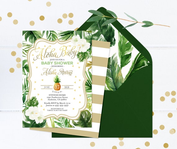 hawaiian themed baby shower invitations