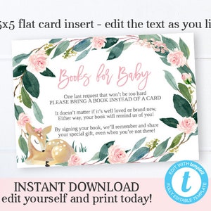 Woodland Animals Floral Invitation Set Baby Girl Shower Editable Template Woodland Invite Girl Baby Shower Invitation Kit SP0018 image 6