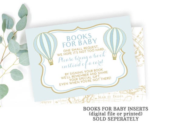 Adventure Begins Baby Boy Shower Bring a Book Insert to Match - Hot Air Balloon Baby Shower Books for Baby Insert Il_570xn