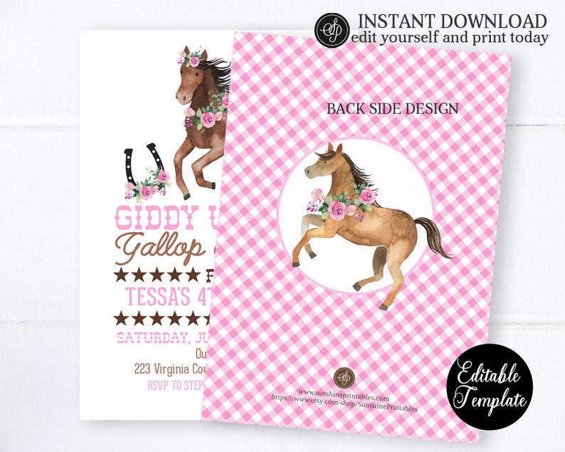 Red Horse Boy Birthday Invitation Instant Download Boy Etsy