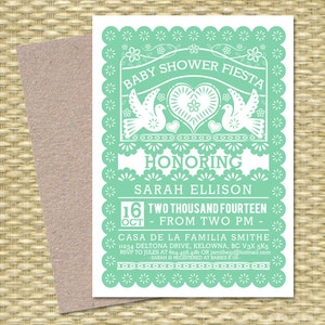 Baby Shower Invitation, Gender Neutral, Baby Shower Fiesta Invite, Papel Picado Style, Any Color, Printable or PRINTED