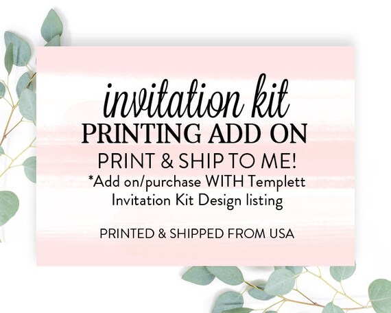 Print My Invitation Kit Printed Invitation Kit Add on for