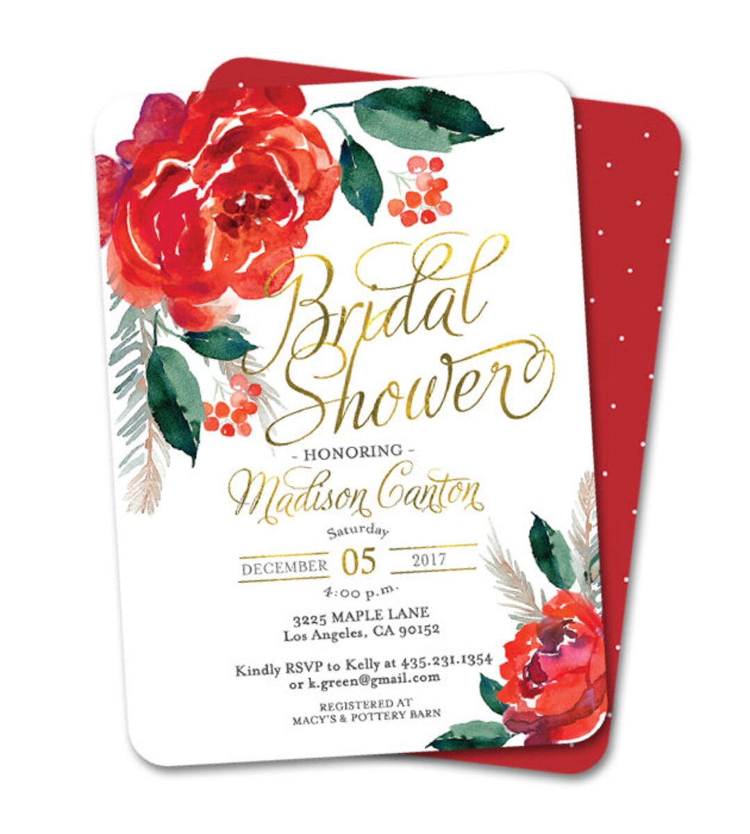 Christmas Bridal Shower Invitation Holiday Bridal Shower Invite Xmas