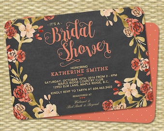 Fall Bridal Shower Invitation Fall Floral Bridal Shower Invites Autumn Wedding Shower Invitations Rustic Fall Couples Shower Invitations