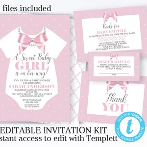 Little Lady Baby Girl Shower Invitation Editable Template Sweet Baby Girl Little Lady Pink and White Baby Shower Printable Invite image 8