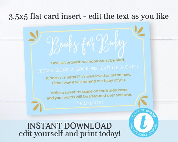 Books for Baby Insert, Storybook Baby Boy Shower Bring a Book Insert, Once Upon a Time Baby Shower Book Request, Editable, Templett Il_570xn