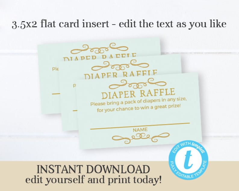 Once Upon a Time Diaper Raffle Card, Gender Neutral Storybook Baby Shower Diaper Raffle Ticket, EDITABLE, Instant Download, Templett image 1