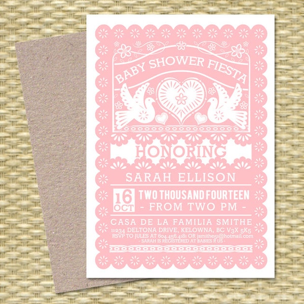 BABY SHOWER FIESTA Baby Girl Shower Invitation Gender Neutral Baby Boy Papel Picado Baby Sprinkle Fiesta Sip and See, Any Event, Any Colors