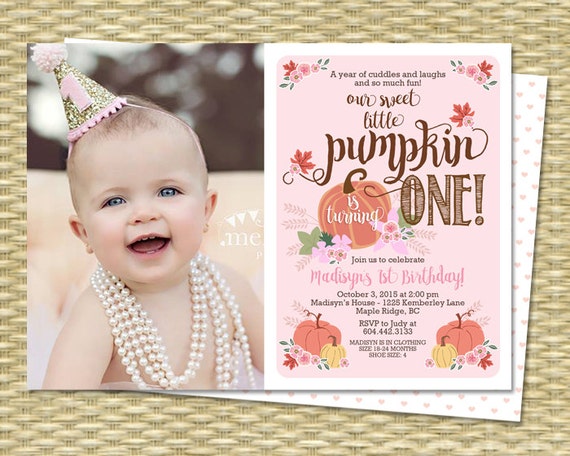 Our Little Pumpkin Birthday Invitation First Birthday Invitation