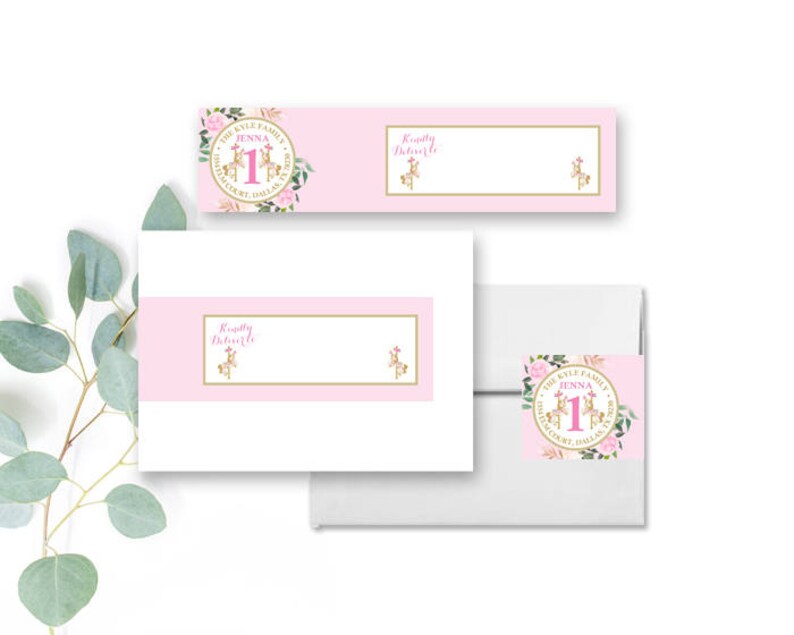 Carousel 8x2 Envelope Wrap Around Mailing Labels to Match Your Invitations With Return Address Personalized, Printed or Printable File image 1