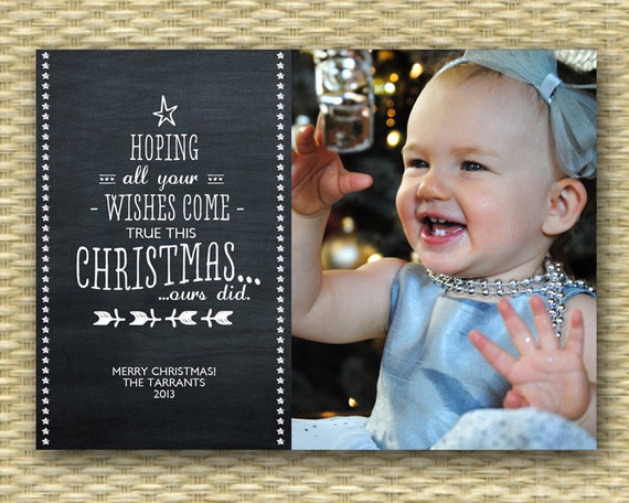Christmas Photo Card - Customized, DIY Printable, Holiday - Chalkboard Christmas Tree Typography Il_570xn