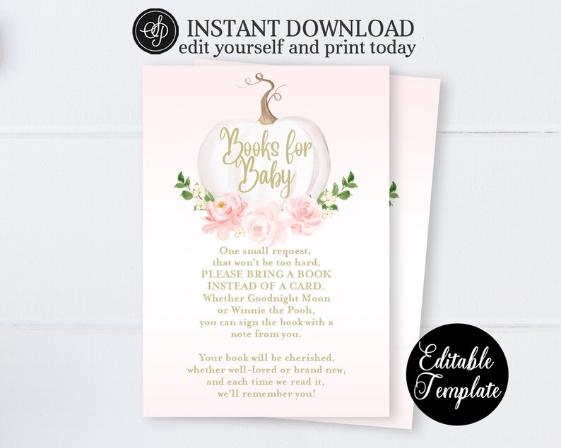 EDITABLE Fall Baby Girl Shower Invitation Pink Floral White | Etsy