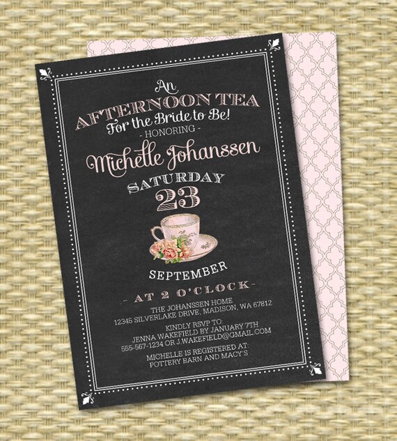 Afternoon Tea for the Bride to Be, Bridal Tea Invitation, Bridal Shower Tea Party Bridal Tea Brunch Vintage Teacup Pink Roses, Any Event Il_570xn