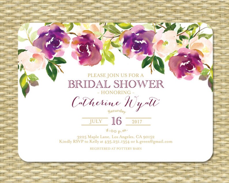 Printable Bridal Shower Invitation Wedding Shower Invite Etsy