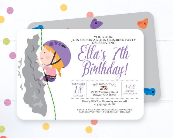 Girl Rock Climbing Invitation Rock Climbing Birthday Invitation You Print  Digital Invitation Rock Climbing Birthday Party -  Australia