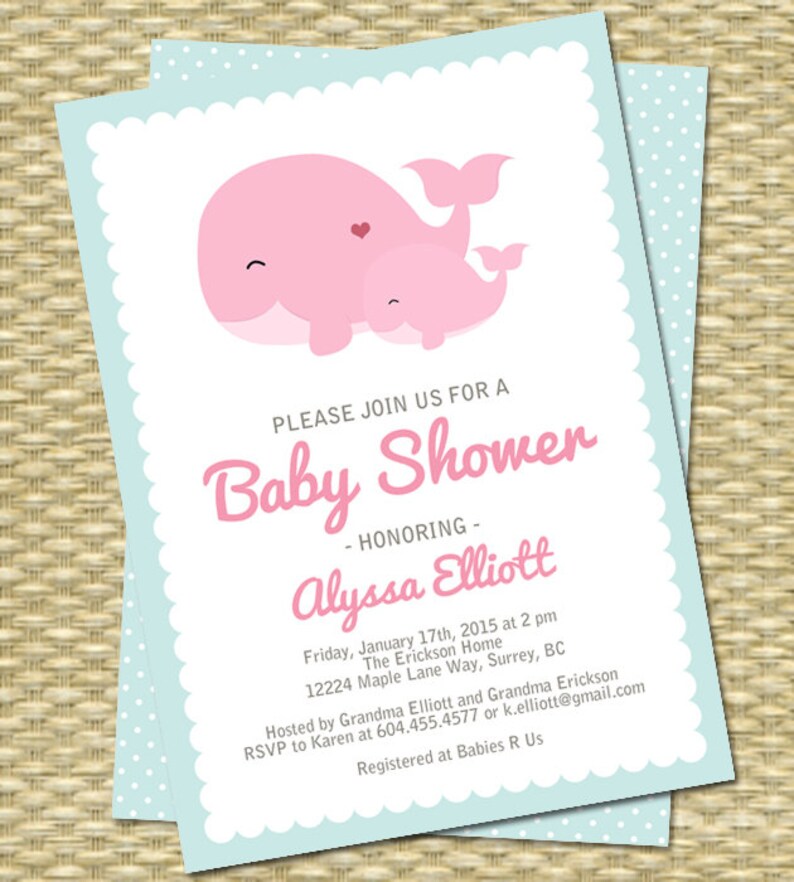 Blue Whale Baby Shower Invitation Baby Boy Shower Invite Etsy