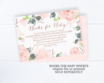 In Full Bloom Baby Shower - Bring a Book Insert to Match - Floral Baby Shower Books for Baby Insert