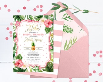 Tropical Bridal Shower Invitation Aloha Bridal Shower Invites Hawaiian Bridal Shower Luau Bridal Shower Couples Shower Printable Invitation