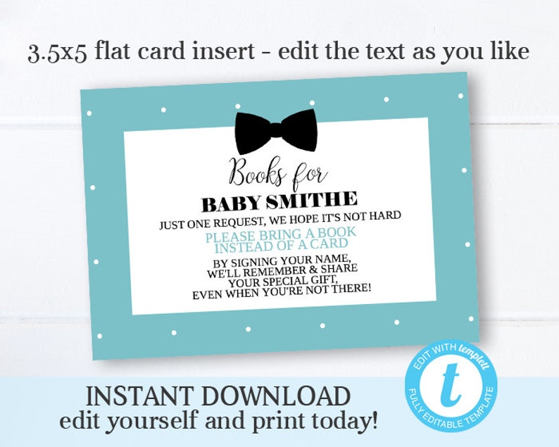 Baby Boy Shower Invitation KIT Little Man Baby Shower Invitation Bow Tie Baby Shower EDITABLE TEMPLATE Printable Invitation Templett image 6