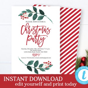 Christmas Party Invitation Holiday Party Christmas Invite Holiday Invitation Office Christmas Party Invite Printable Invitation Editable image 1