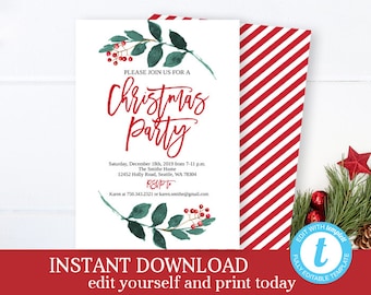 Christmas Party Invitation Holiday Party Christmas Invite Holiday Invitation Office Christmas Party Invite Printable Invitation Editable