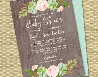 Cactus Baby Shower Invitation Succulent Baby Shower Invite Baby Girl Shower Gender Neutral Baby Shower Printable Invitation or Printed