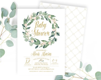 Baby Girl Shower Invitation Blush Pink Floral Greenery Baby Shower Invitation Baby Shower Invite Spring Baby Shower Baby Girl Shower Printed